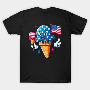 Ice Cream 4th Of July Cool Dessert Patriotic Kids Toddler T-Shirt